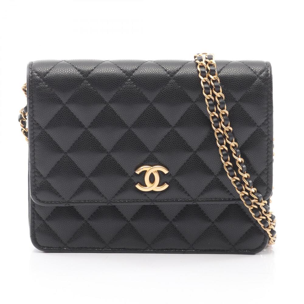 Chanel Matelasse Shoulder Bag Caviar Leather Grained Calfskin Black